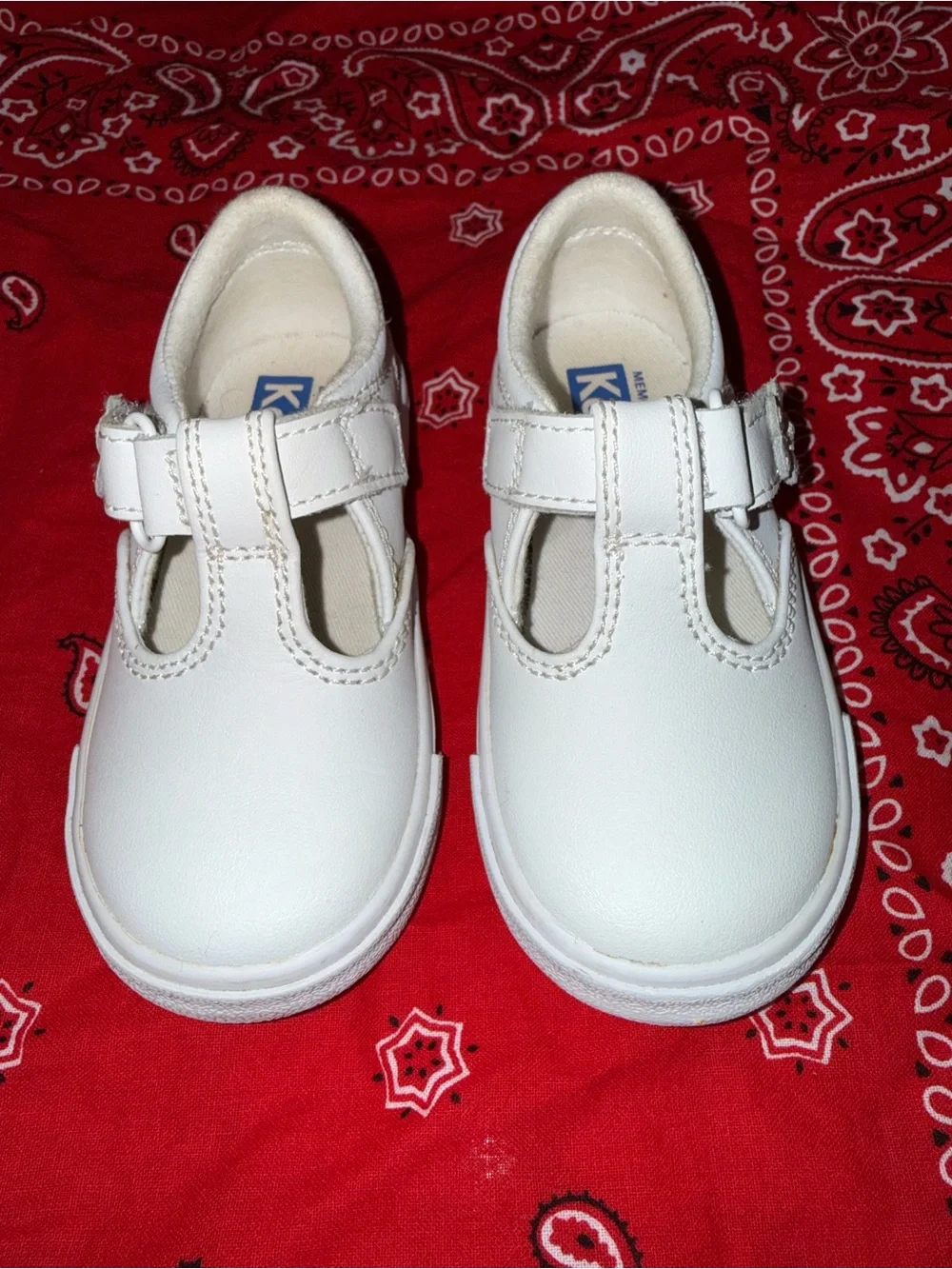 Keds White Baby Flower Strap Walker Shoes